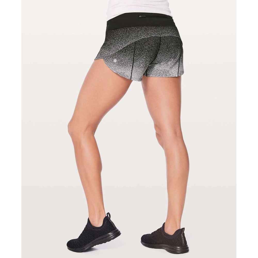 Lululemon Speed Up Short 2.5 Speckle Shine Black White Ombre‎ W7ALUR Size 2